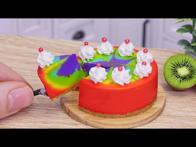Colorful Miniature Rainbow Zebra Cheesecake Decorating