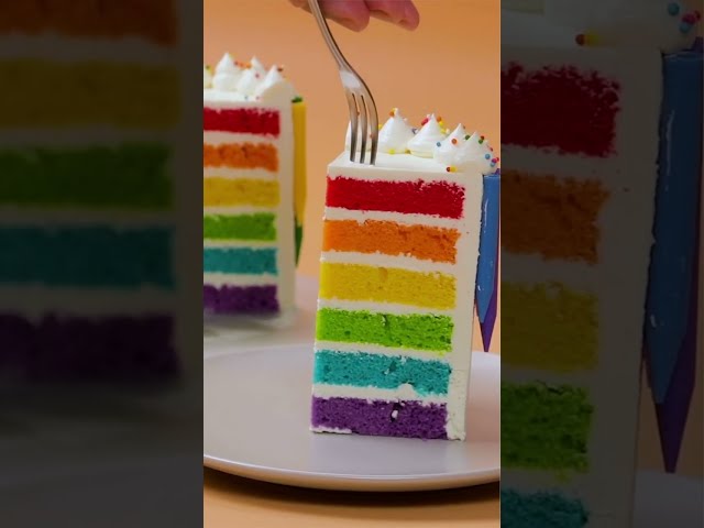 Rainbow cake decorating