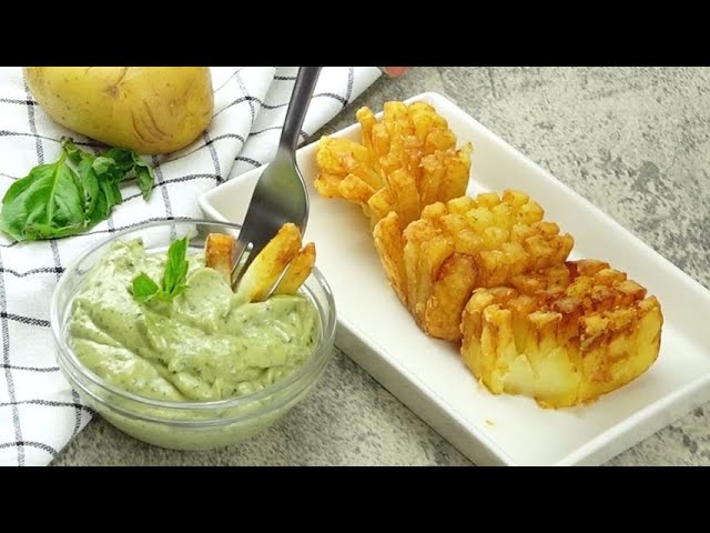 Fried floral potatoes with homemade mayonnaise