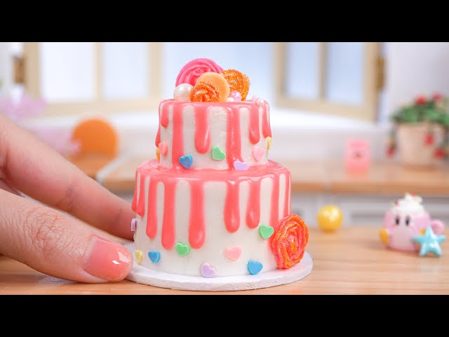 Miniature Pink Chocolate Cake Decorating