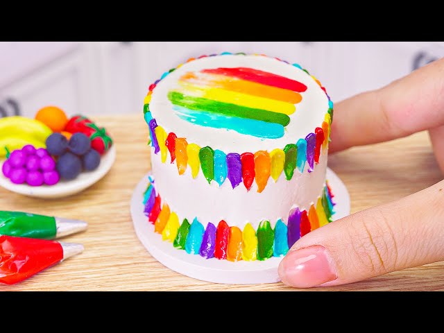 Miniature Rainbow Cake Decorating Ideas