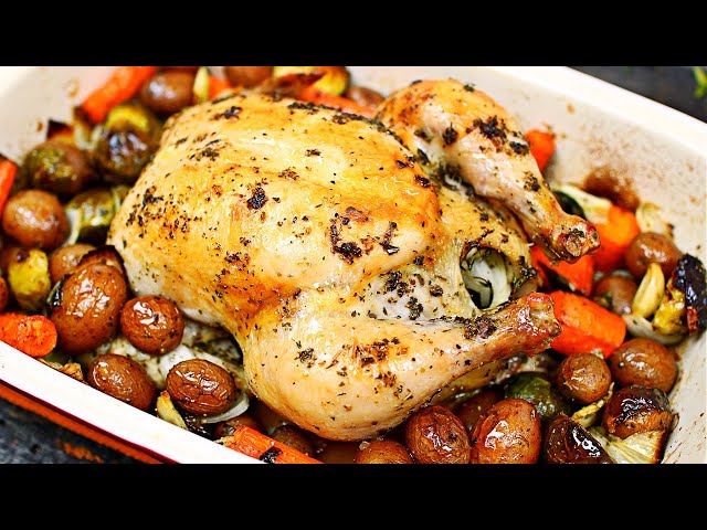 One Pan Roast Whole Chicken and Vegetables
