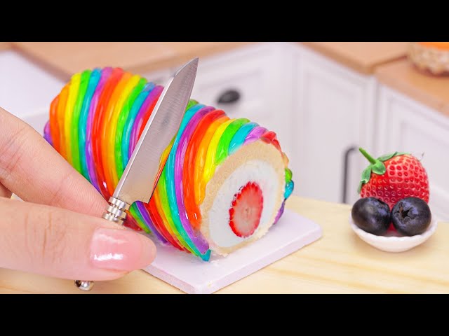  Colorful Miniature Rainbow Jelly Roll Cake
