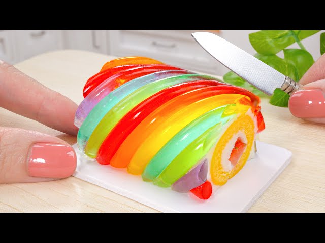 Miniature Rainbow Jelly Roll Cake Decorating