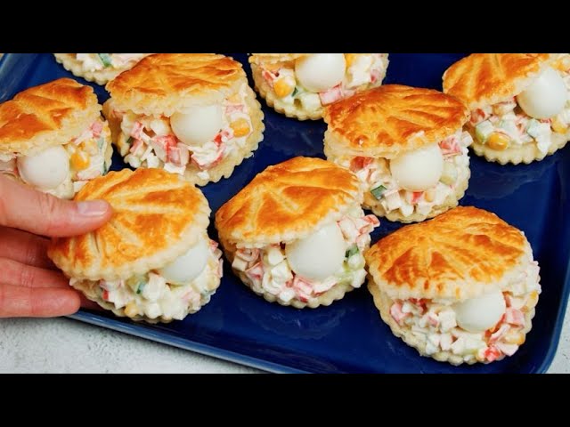 Puff pastry shells with Christmas salad