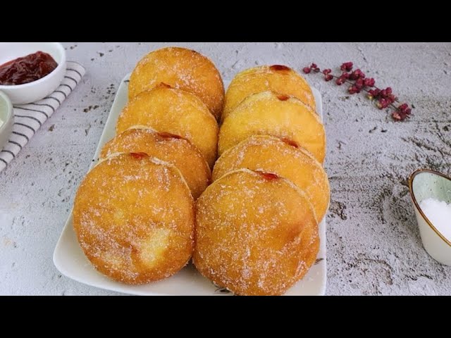 Fried krapfen with jam