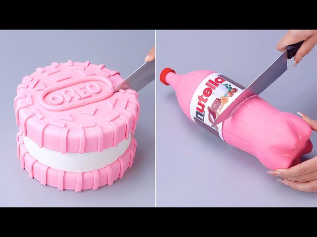 Awesome Pink Oreo and Nutella Cake Decorating