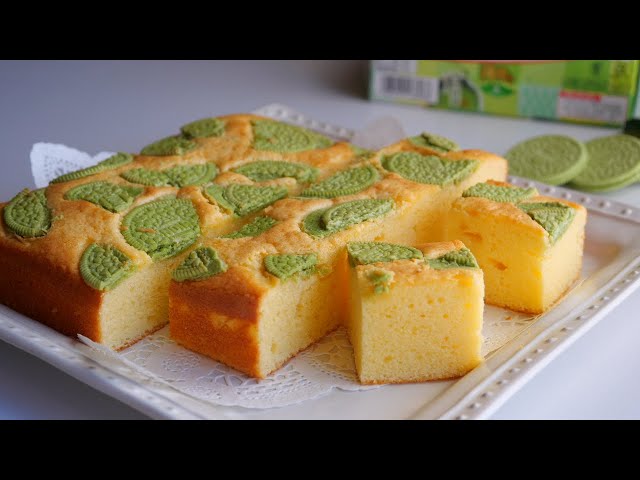 Fluffy cake with Matcha Cookies