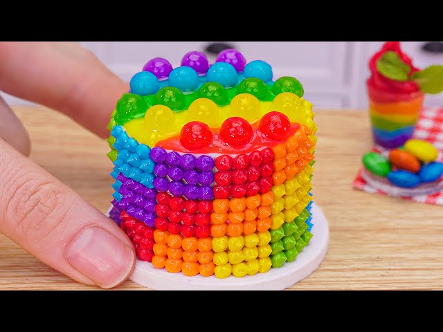 Beautiful Miniature Colorful Rainbow Balls Cake Decorating