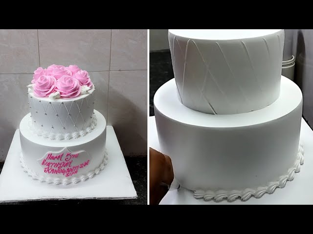 Two Tire Vanilla Birthday Cake Design