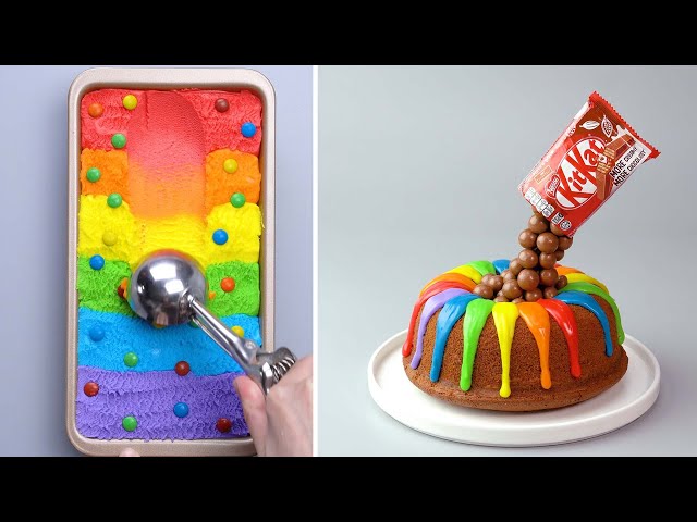 Satisfying Rainbow Colorful Cake Decorating