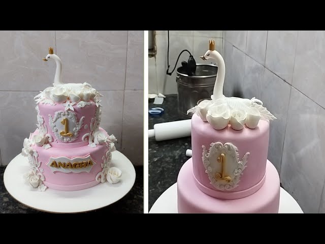 1St Baby Girl Birthday Cake Design with Fondant