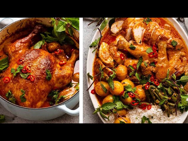 Thai red curry pot roast chicken