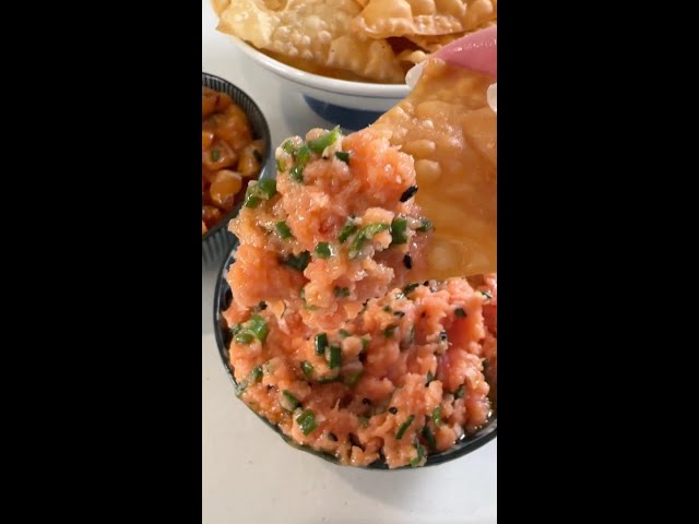 Spicy Tuna & Salmon with Crispy Wonton Chips