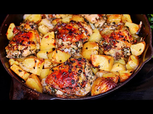 One Pan Garlic Butter Roasted Chicken and Potatoes