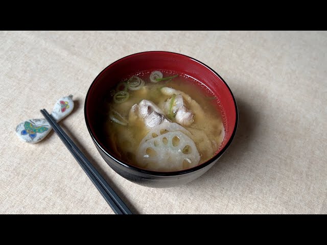 Miso Soup with Chicken and Lotus Root