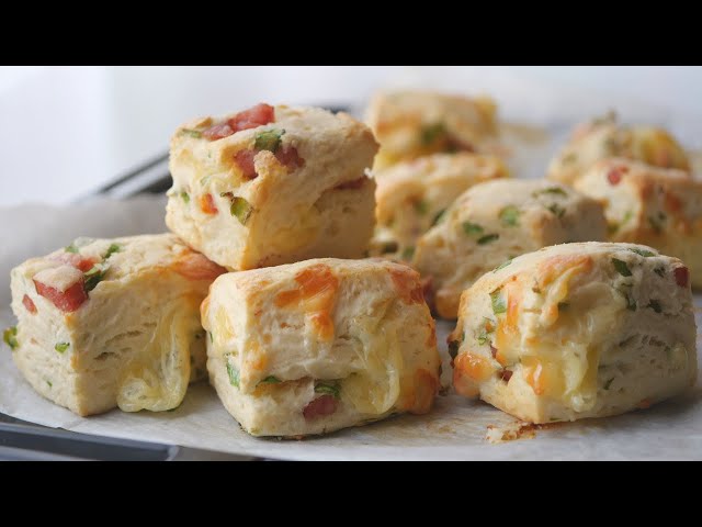 Scone with Cheese, Green onions, and Sausage