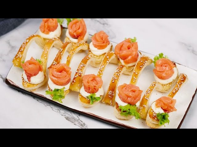 Puff Pastry Spoons with Cheese And Salmon