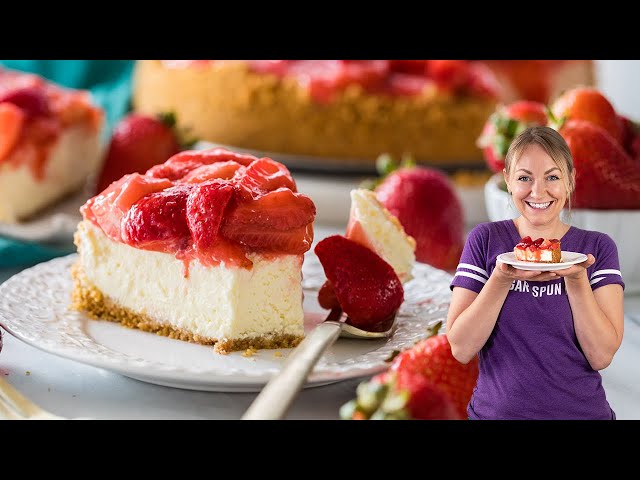 Creamy Cheesecake with Vibrant Strawberry Topping