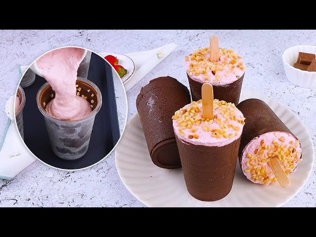 Chocolate Ice Cream with Yogurt and Strawberry