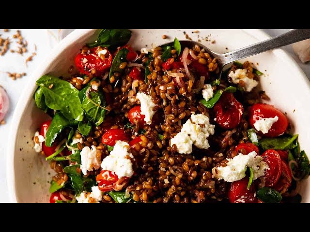 Farro Salad with Sizzled Dressing