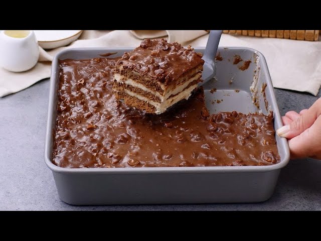 Biscuit Cake with Cream and Chocolate