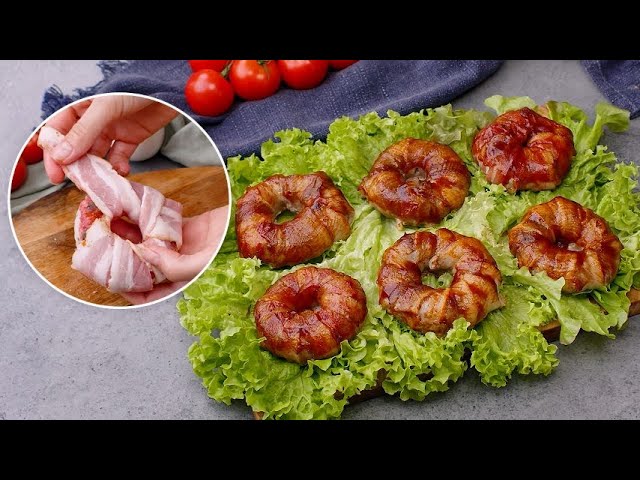 Bacon wrapped beef onion rings