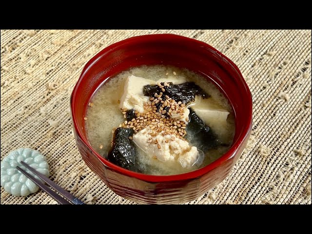 Miso Soup with Broken Tofu and Nori Roasted Seaweed
