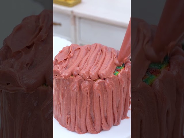 Rainbow Sugar Chocolate Cake Decorating