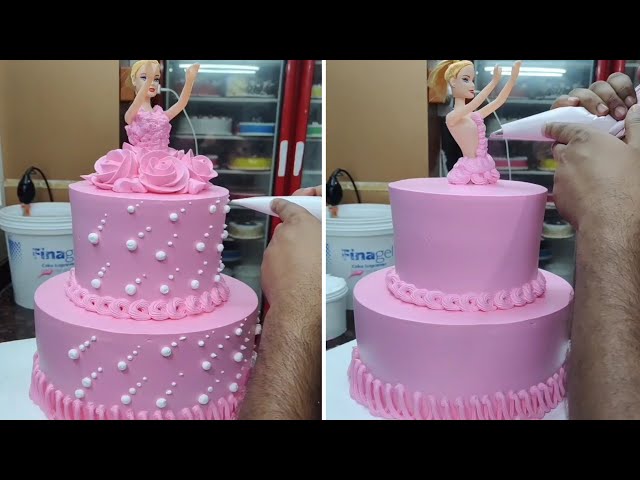 Pink Colour Two Step Cake