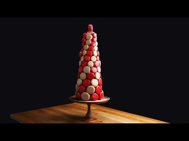 A Holiday Macaron Tower