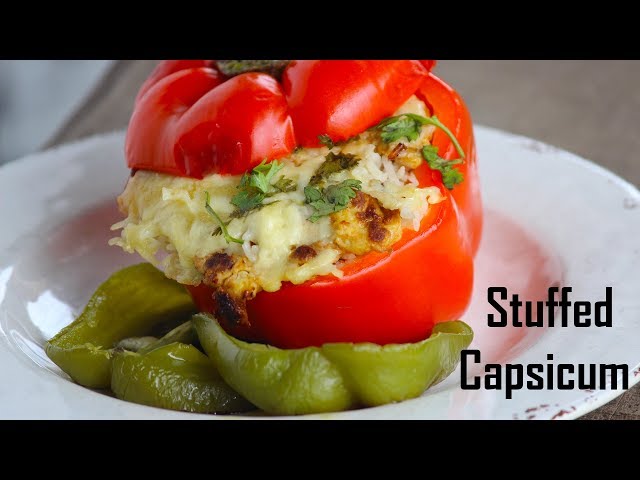 Stuffed Capsicum with Rice, Cheese & Eggs