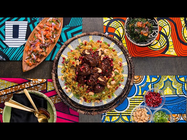 Wakandan Jeweled Vegetable Pilau With Berbere Braised Lamb