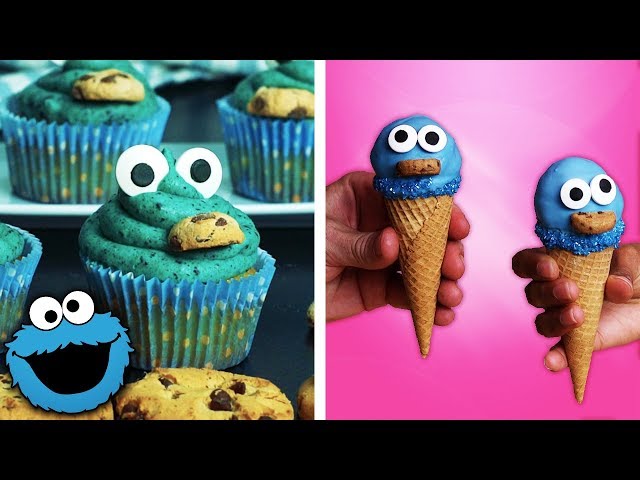 Cookie Monster Brownies and Cupcakes and Ice Cream Cones