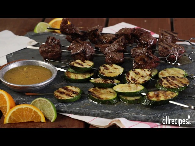 Cuban Beef and Zucchini Kebabs with Mojo Sauce