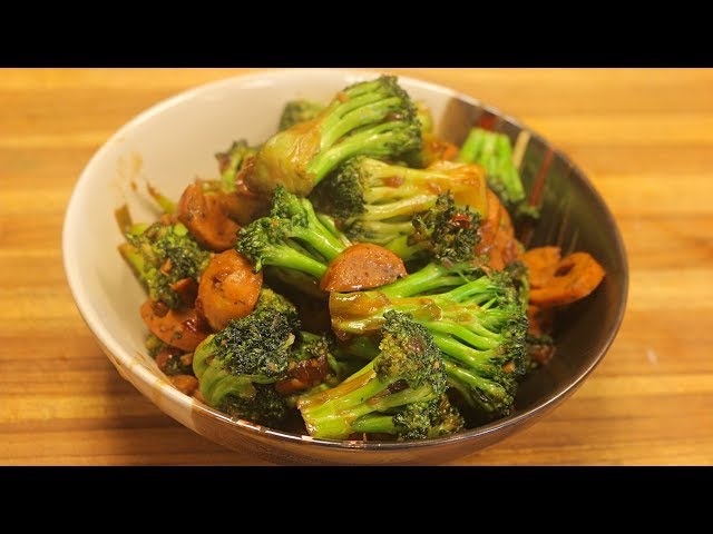 Broccoli Stir Fry with natural chicken Sausage