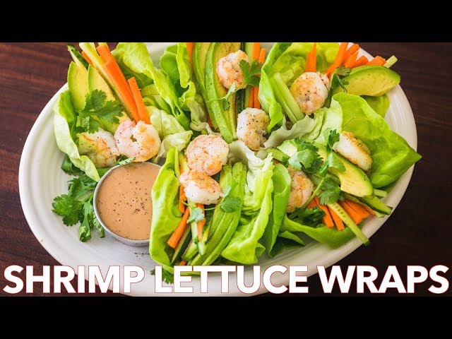 Easy Shrimp Lettuce Wraps with Peanut Sauce