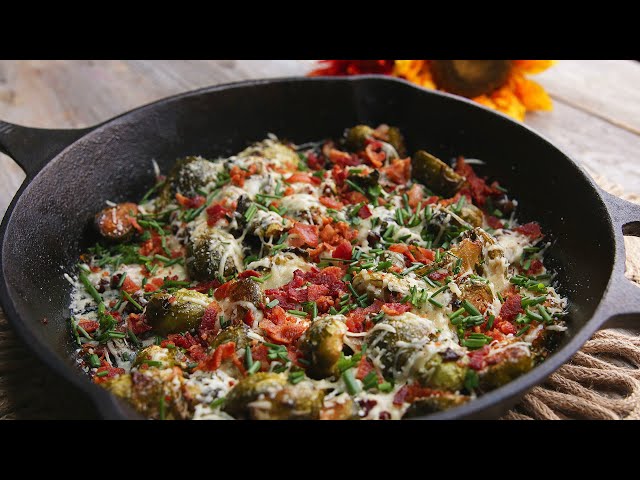 Garlic Parmesan Bacon Brussels Sprouts