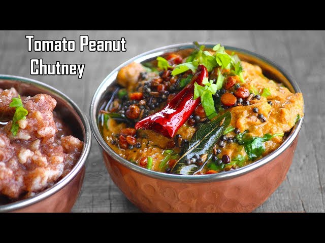 Tomato Peanut Chutney Tomato Palli Chutney with Ragi Sankati