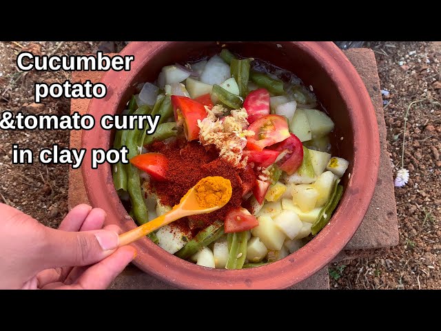 Granny Style Cucumber Potato Curry in Mud pot
