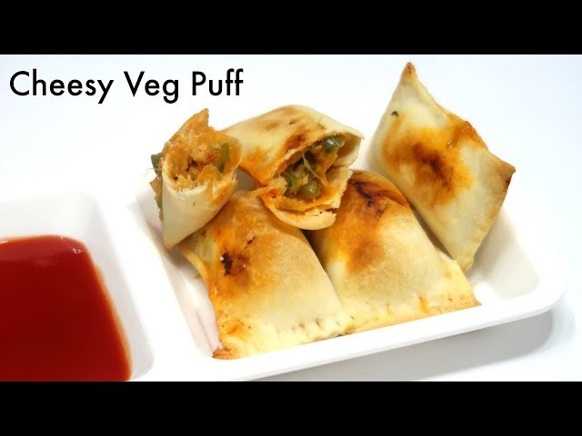 Cheesy Veg Puff Baked and Fried