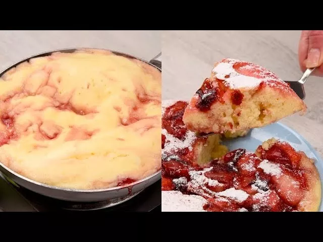 Strawberry cake in the pan