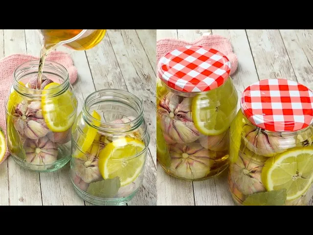Preserve garlic with vinegar and lemon