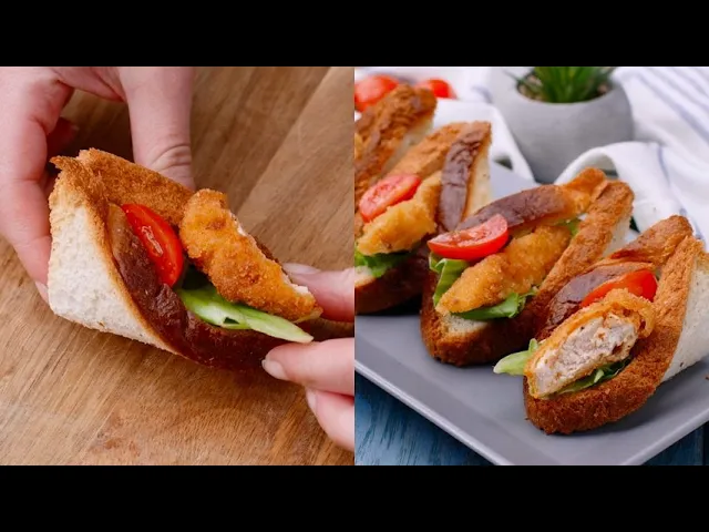 Bread pockets with fried chicken