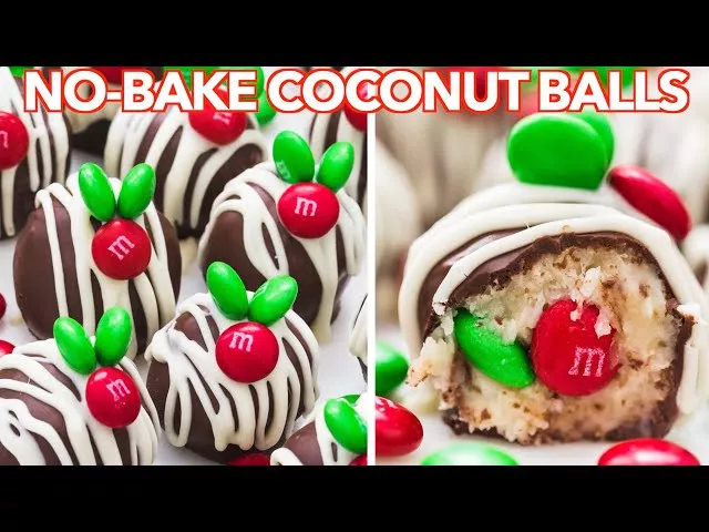 Christmas Coconut Balls | No-Bake Chocolate Coconut Candy