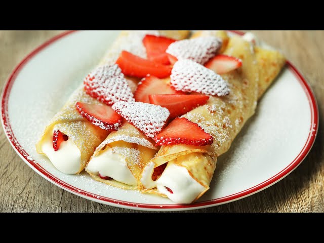 Strawberries and Cream Crepes In 15 Minutes